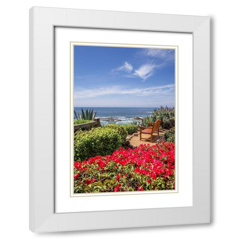 Bench, Laguna Beach White Modern Wood Framed Art Print with Double Matting by Markoff, Barbara