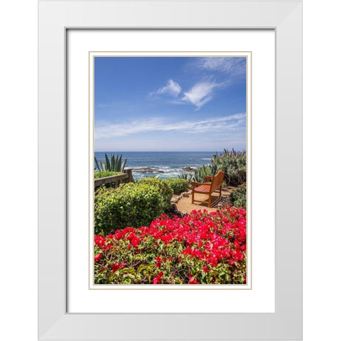 Bench, Laguna Beach White Modern Wood Framed Art Print with Double Matting by Markoff, Barbara