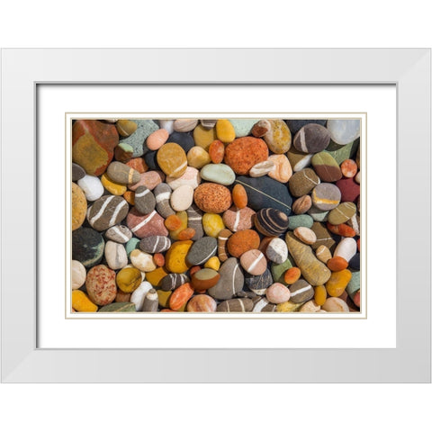 Beach Stones Collection White Modern Wood Framed Art Print with Double Matting by Markoff, Barbara