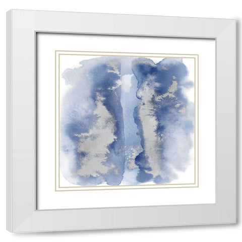 Blue Mist with Silver I White Modern Wood Framed Art Print with Double Matting by Riley, Bella