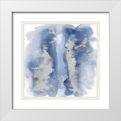 Blue Mist with Silver I White Modern Wood Framed Art Print with Double Matting by Riley, Bella