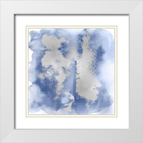 Blue Mist with Silver II White Modern Wood Framed Art Print with Double Matting by Riley, Bella