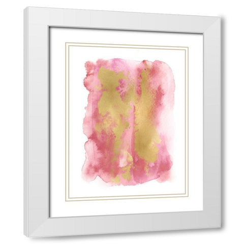 Blush Mist with Gold II White Modern Wood Framed Art Print with Double Matting by Riley, Bella