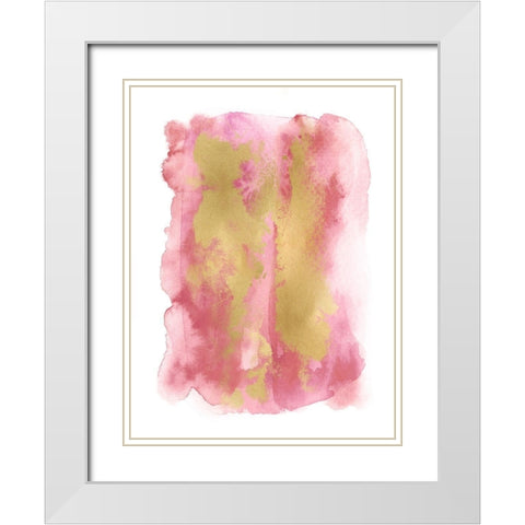 Blush Mist with Gold II White Modern Wood Framed Art Print with Double Matting by Riley, Bella
