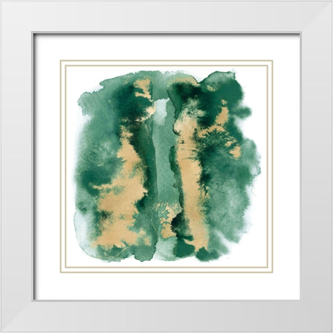 Emerald Mist with Gold I White Modern Wood Framed Art Print with Double Matting by Riley, Bella