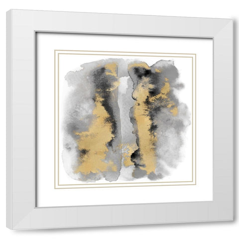 Gray Mist with Gold I White Modern Wood Framed Art Print with Double Matting by Riley, Bella