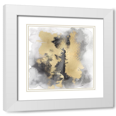 Gray Mist with Gold II White Modern Wood Framed Art Print with Double Matting by Riley, Bella