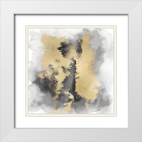 Gray Mist with Gold II White Modern Wood Framed Art Print with Double Matting by Riley, Bella