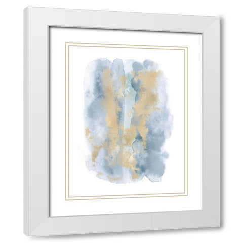 Soft Blue Mist With Gold I  White Modern Wood Framed Art Print with Double Matting by Riley, Bella