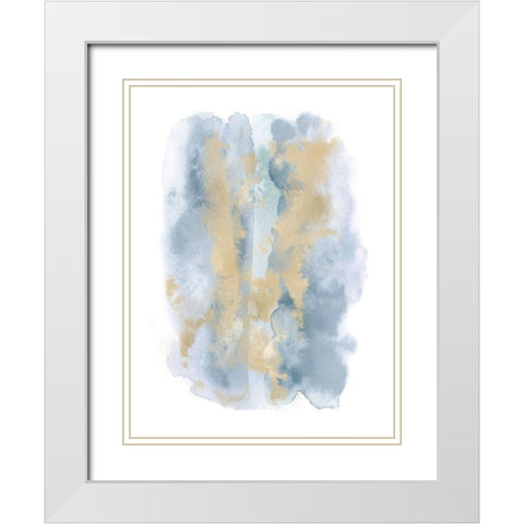 Soft Blue Mist With Gold I  White Modern Wood Framed Art Print with Double Matting by Riley, Bella