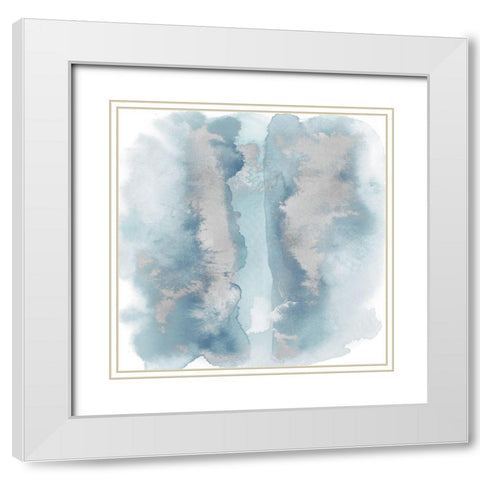 Soft Blue Mist With Silver I White Modern Wood Framed Art Print with Double Matting by Riley, Bella