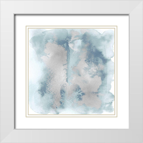 Soft Blue Mist With Silver II White Modern Wood Framed Art Print with Double Matting by Riley, Bella