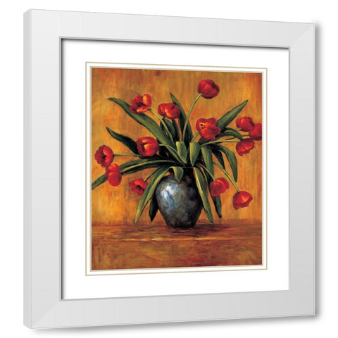 Red Tulips White Modern Wood Framed Art Print with Double Matting by Francis, Brian