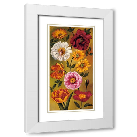 Floral Bouquet I White Modern Wood Framed Art Print with Double Matting by Francis, Brian
