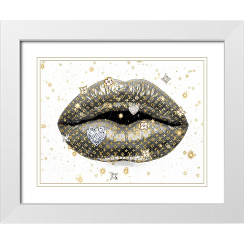 Luxury Lips Gray White Modern Wood Framed Art Print with Double Matting by Blake, Madeline