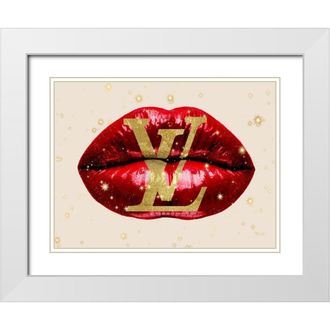 Fashion Lips Red II White Modern Wood Framed Art Print with Double Matting by Blake, Madeline