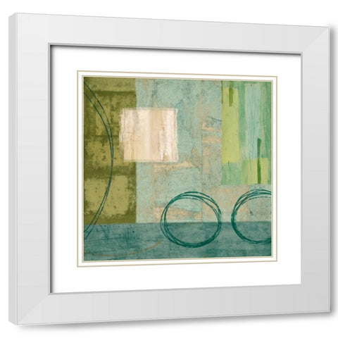 Aquamarine I White Modern Wood Framed Art Print with Double Matting by Nelson, Brent
