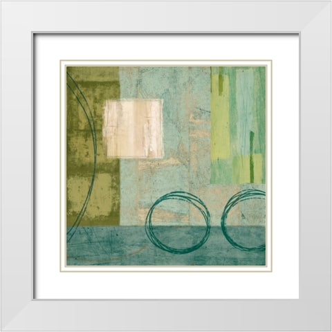 Aquamarine I White Modern Wood Framed Art Print with Double Matting by Nelson, Brent