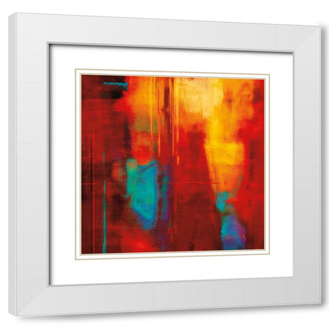 Red Zone I White Modern Wood Framed Art Print with Double Matting by Nelson, Brent