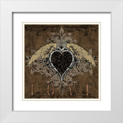Love White Modern Wood Framed Art Print with Double Matting by Glover, Brandon