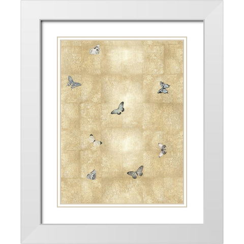 Butterflies in Flight I White Modern Wood Framed Art Print with Double Matting by Blake, Madeline