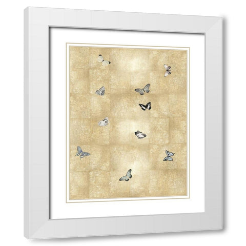 Butterflies in Flight II White Modern Wood Framed Art Print with Double Matting by Blake, Madeline