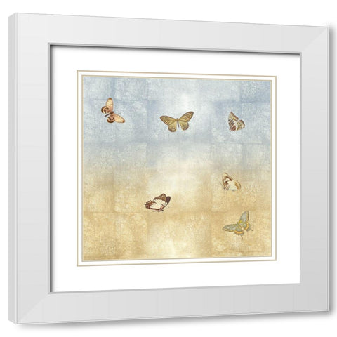 Butterflies II White Modern Wood Framed Art Print with Double Matting by Blake, Madeline