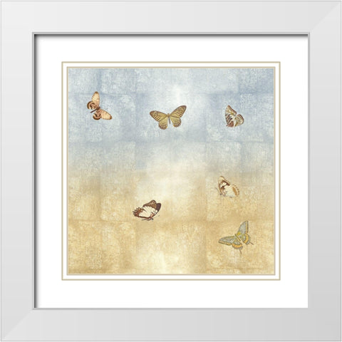 Butterflies II White Modern Wood Framed Art Print with Double Matting by Blake, Madeline