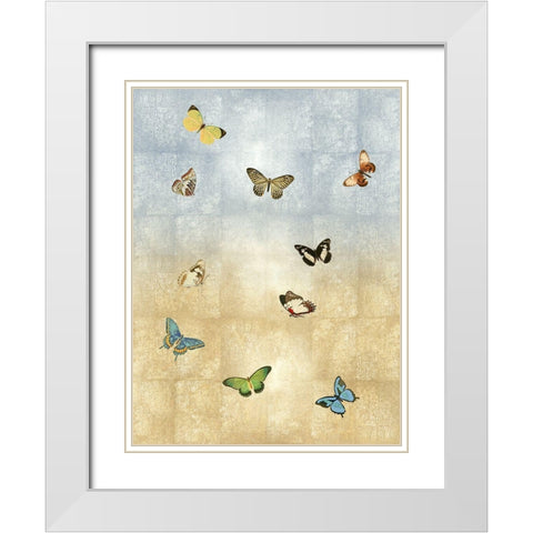 Butterflies Meet Up II White Modern Wood Framed Art Print with Double Matting by Blake, Madeline