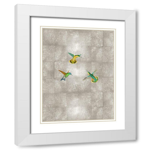Hummingbirds I White Modern Wood Framed Art Print with Double Matting by Blake, Madeline