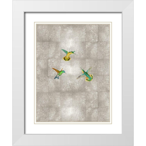 Hummingbirds I White Modern Wood Framed Art Print with Double Matting by Blake, Madeline