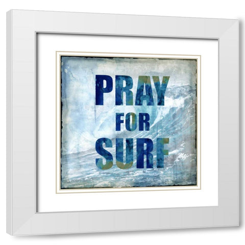 Pray For Surf White Modern Wood Framed Art Print with Double Matting by Carter, Charlie