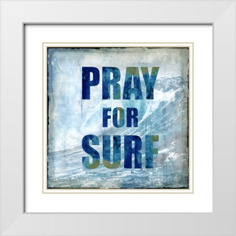 Pray For Surf White Modern Wood Framed Art Print with Double Matting by Carter, Charlie