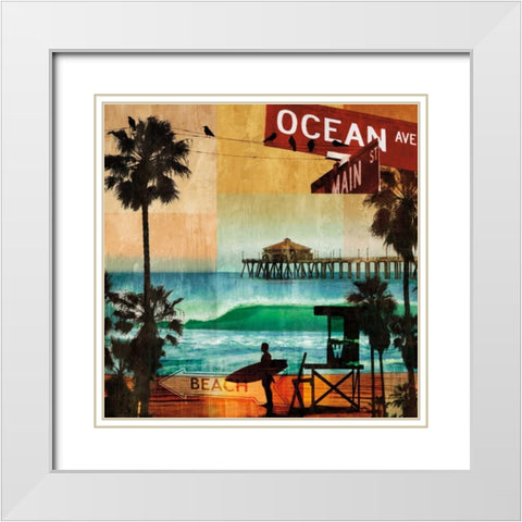 Ocean Avenue White Modern Wood Framed Art Print with Double Matting by Carter, Charlie