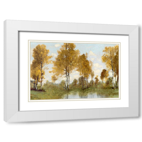 Golden Tree Pond I White Modern Wood Framed Art Print with Double Matting by McKee, Christy