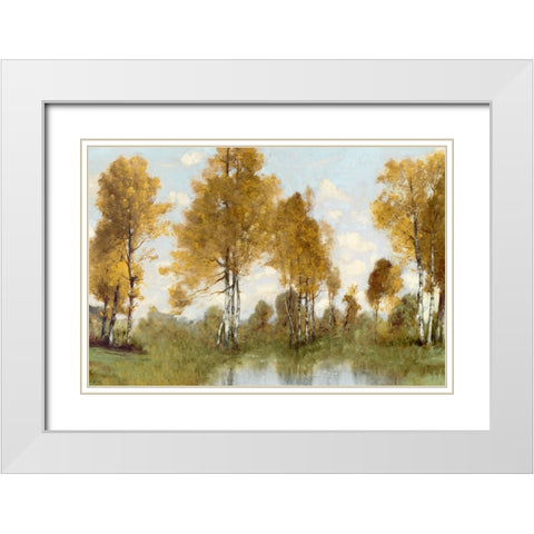 Golden Tree Pond I White Modern Wood Framed Art Print with Double Matting by McKee, Christy