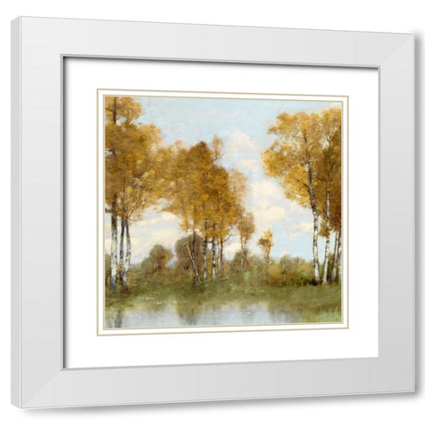 Golden Tree Pond II White Modern Wood Framed Art Print with Double Matting by McKee, Christy