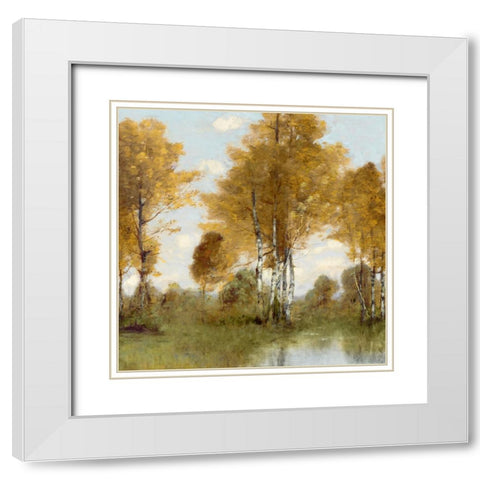 Golden Tree Pond III White Modern Wood Framed Art Print with Double Matting by McKee, Christy