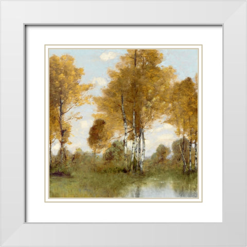 Golden Tree Pond III White Modern Wood Framed Art Print with Double Matting by McKee, Christy