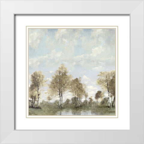 Blue Sky Pond White Modern Wood Framed Art Print with Double Matting by McKee, Christy
