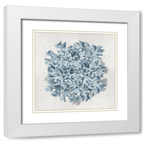 Coral Blue II White Modern Wood Framed Art Print with Double Matting by Kelly, Caroline