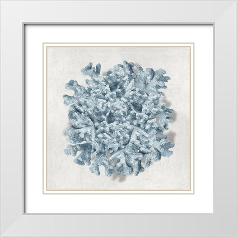 Coral Blue II White Modern Wood Framed Art Print with Double Matting by Kelly, Caroline