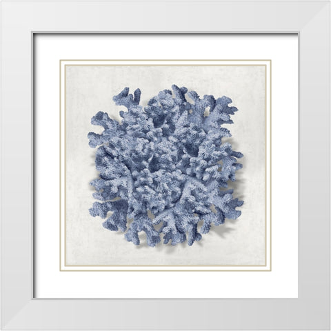 Coral Indigo II White Modern Wood Framed Art Print with Double Matting by Kelly, Caroline