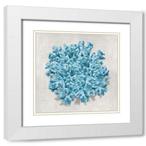 Coral Aqua II White Modern Wood Framed Art Print with Double Matting by Kelly, Caroline