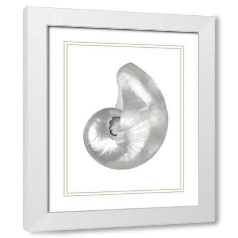 Silver Pearl Shell I White Modern Wood Framed Art Print with Double Matting by Kelly, Caroline
