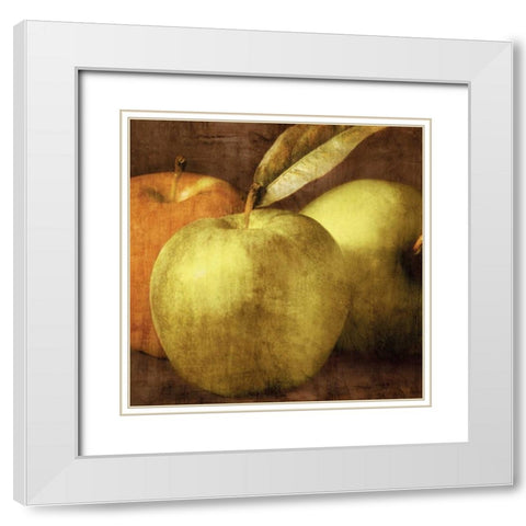 Apples White Modern Wood Framed Art Print with Double Matting by Kelly, Caroline