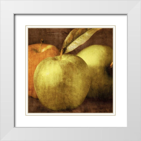 Apples White Modern Wood Framed Art Print with Double Matting by Kelly, Caroline