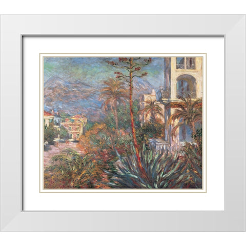 Les Villas a Bordighera White Modern Wood Framed Art Print with Double Matting by Monet, Claude