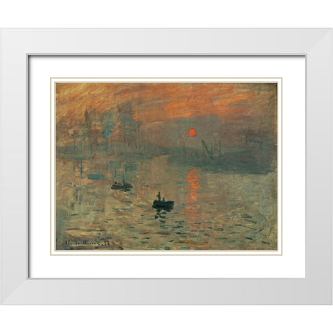 Impression brouillard White Modern Wood Framed Art Print with Double Matting by Monet, Claude