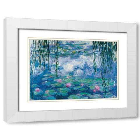 Nympheas White Modern Wood Framed Art Print with Double Matting by Monet, Claude
